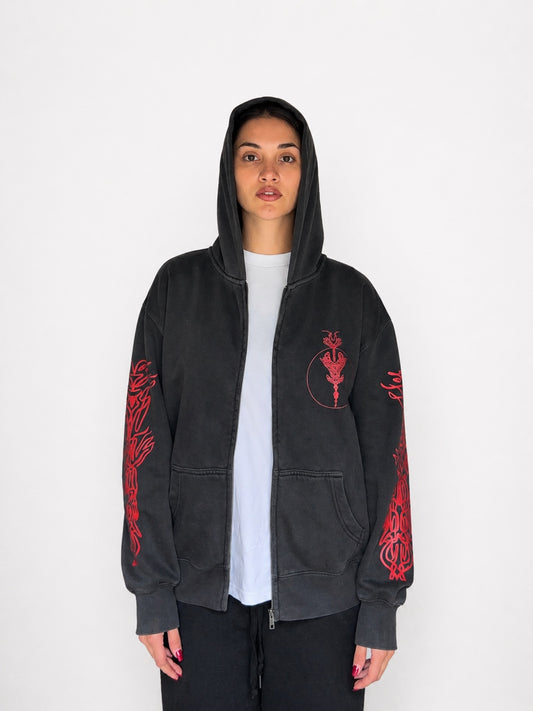 Unisex Faded Zip Hood
